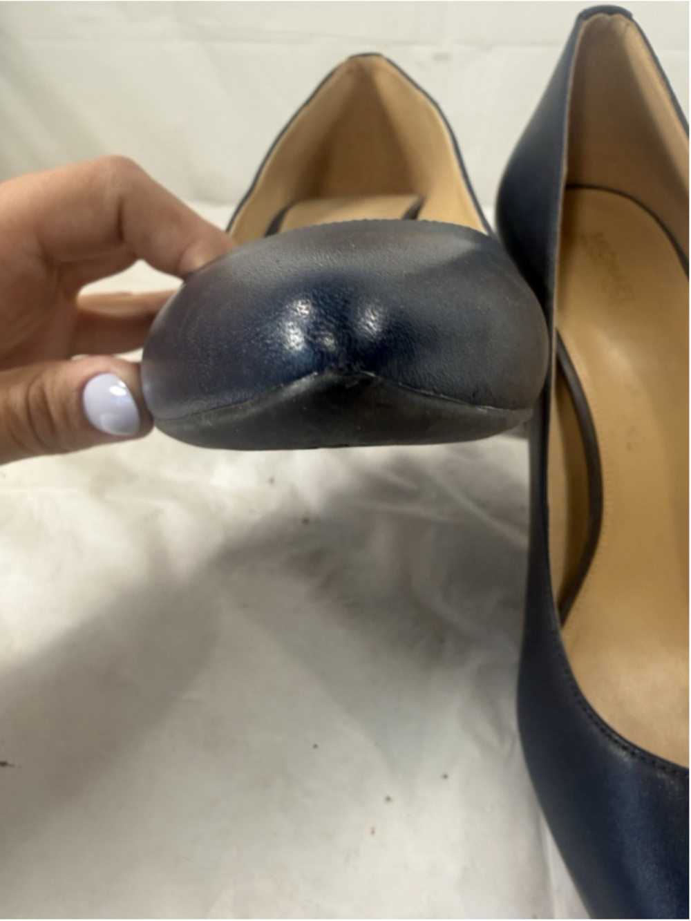 Michael Kors Alina Flex Navy Leather Pointed Toe Pumps Heels Women’s Size 10M - Picture 14 of 16
